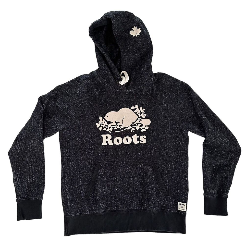 Canada Beaver Graphic Men Sz M Pullover Sweatshirt Hoodie Dark Gray